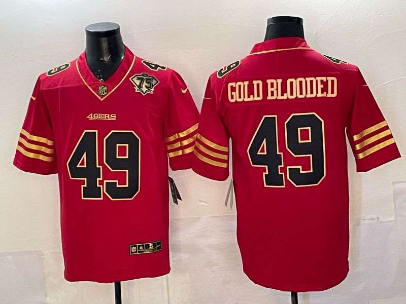 Men 2026 San Francisco 49ers #49 Gold blooded red gold Nike Limited NFL Jersey style 06